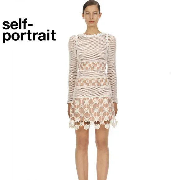 Self-Portrait Dresses Nwt Self Portrait Ecru Floral Crochet
